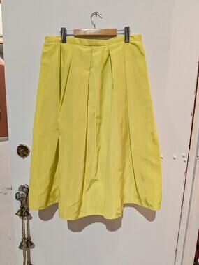 Lord & Taylor 424 Fifth Pleated Full Skirt In Yellow SZ 14